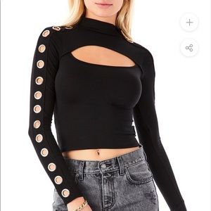 Black mock neck long sleeve with grommets